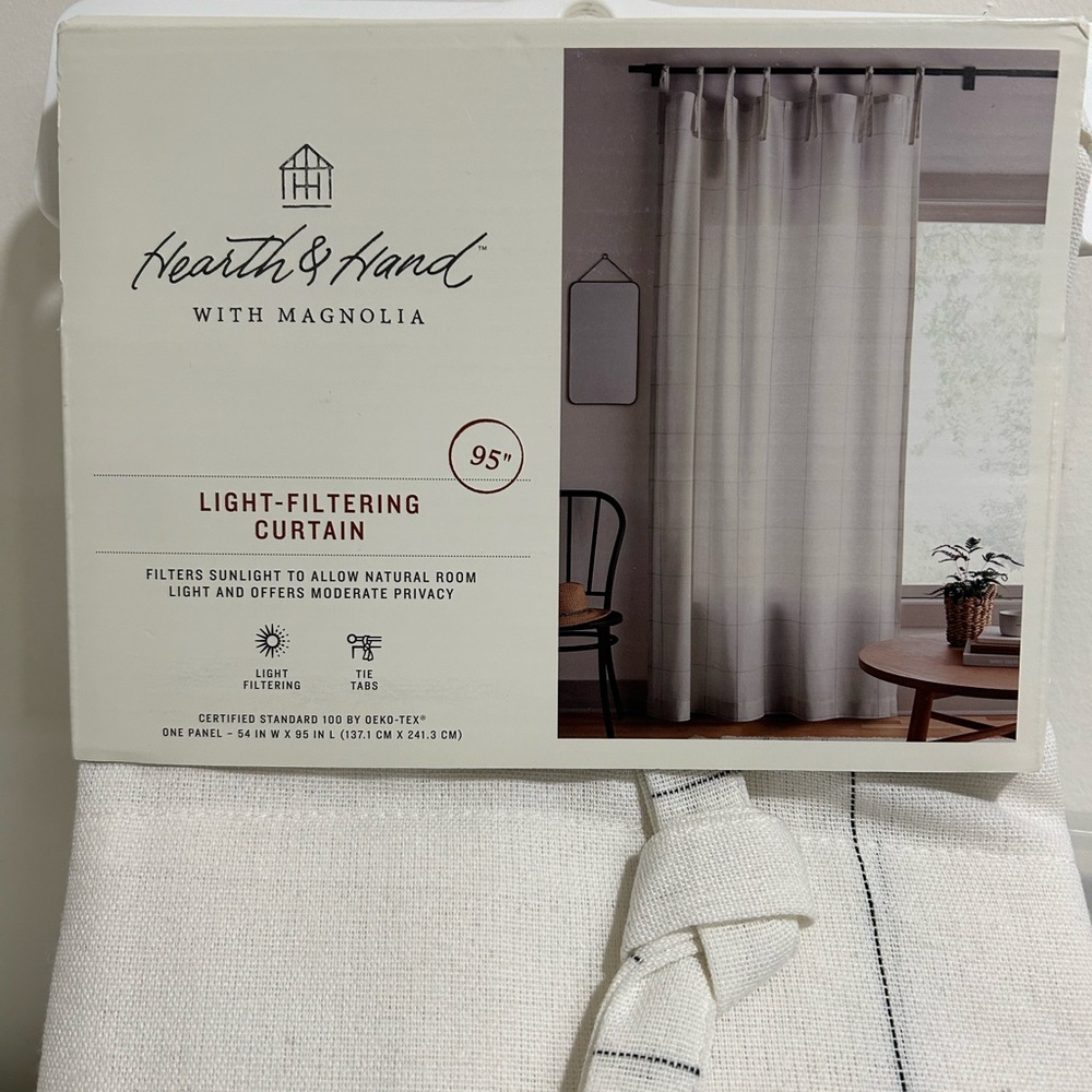BNWT Pair (2) Hearth & Hand by Magnolia windowpane curtain panels